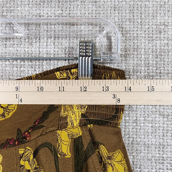 Anthropologie MAEVE Terrace Floral Wide Leg Pants Womens 2 Brown Gold Smocked - Picture 7 of 14